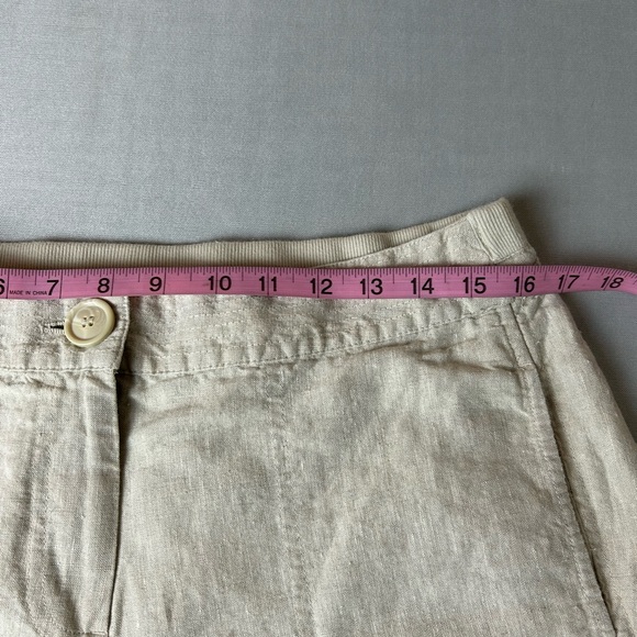 Chico’s Pants Size 1 M 100% Linen Oatmeal Color Elastic Waistband Pockets - Picture 4 of 6